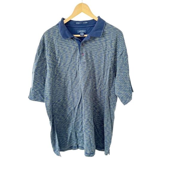 Jantzen Navy Green Stripe Cotton Short Sleeve Polo Golf Shirt - Picture 1 of 5